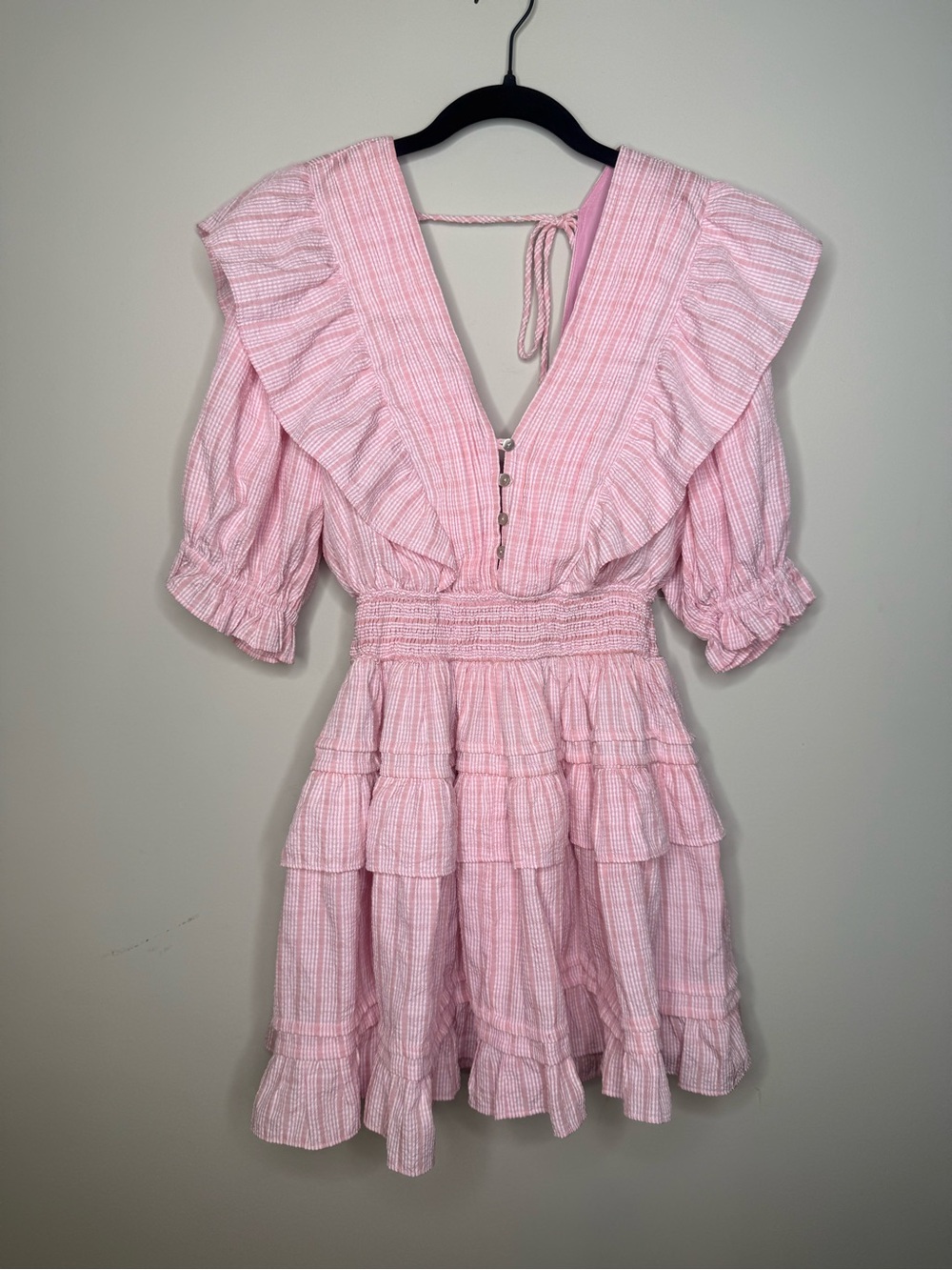 Mable Pink Gingham Ruffle Mini Dress